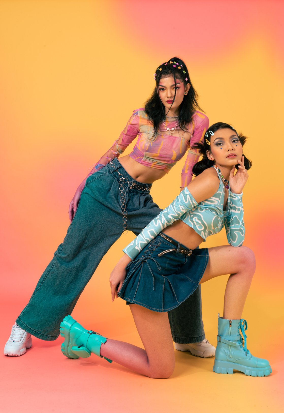 Portrait of Young Women in 90s Fashion